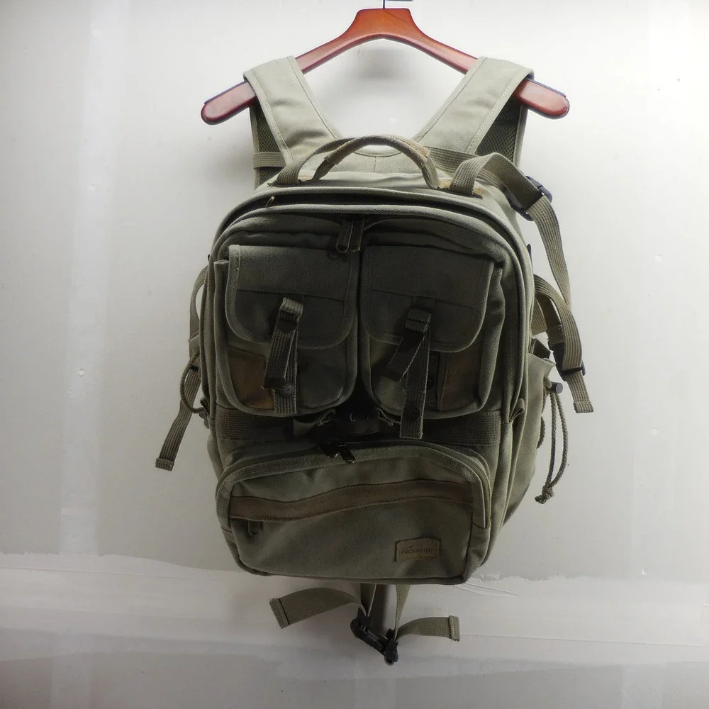 Promaster Adventure Series Khaki Canvas Camera Backpack Padded Gear Bag Dividers